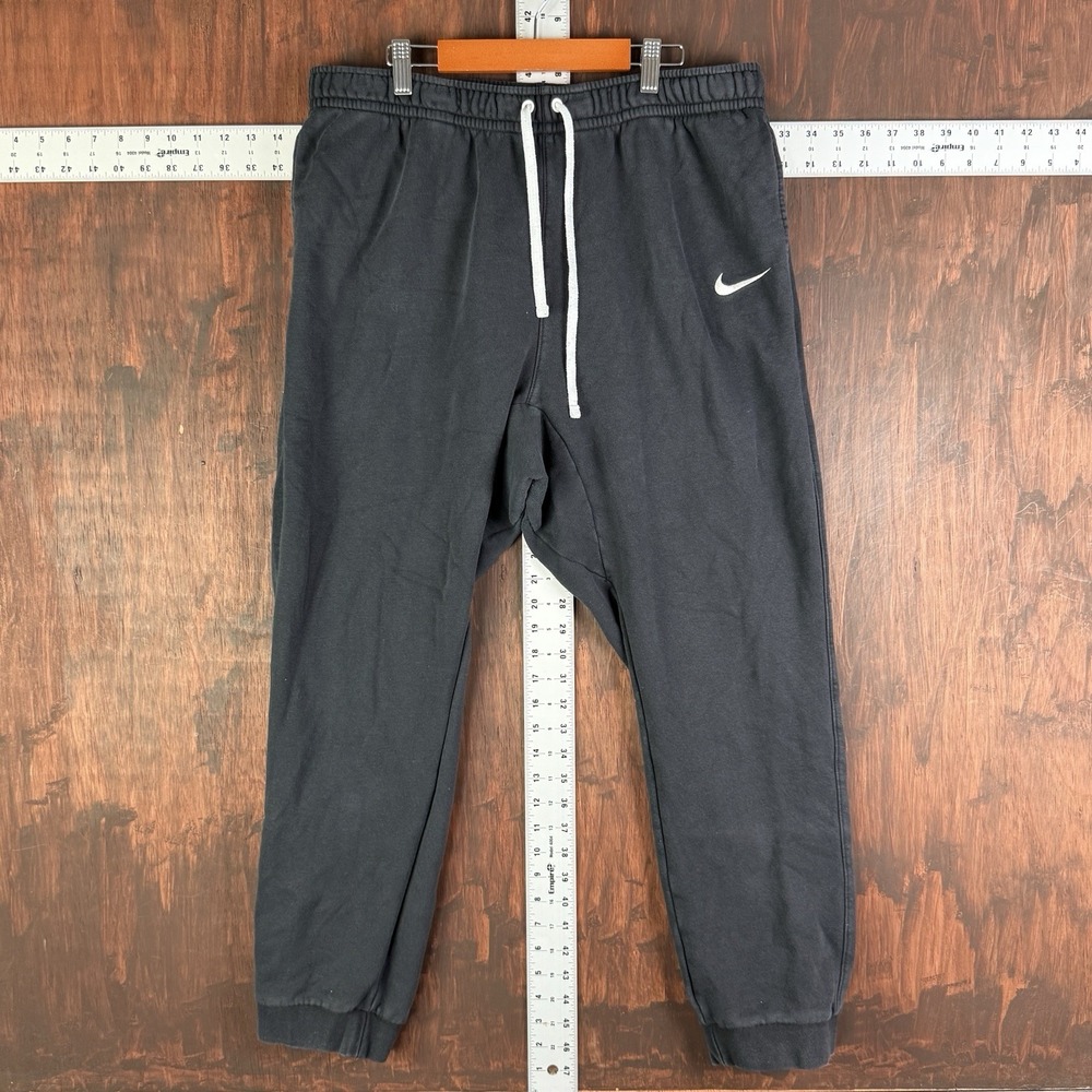 NIKE‎ Fleece Jogger Pants Sweatpants Cuffed Hem Black White Mens 2XL Athleisure